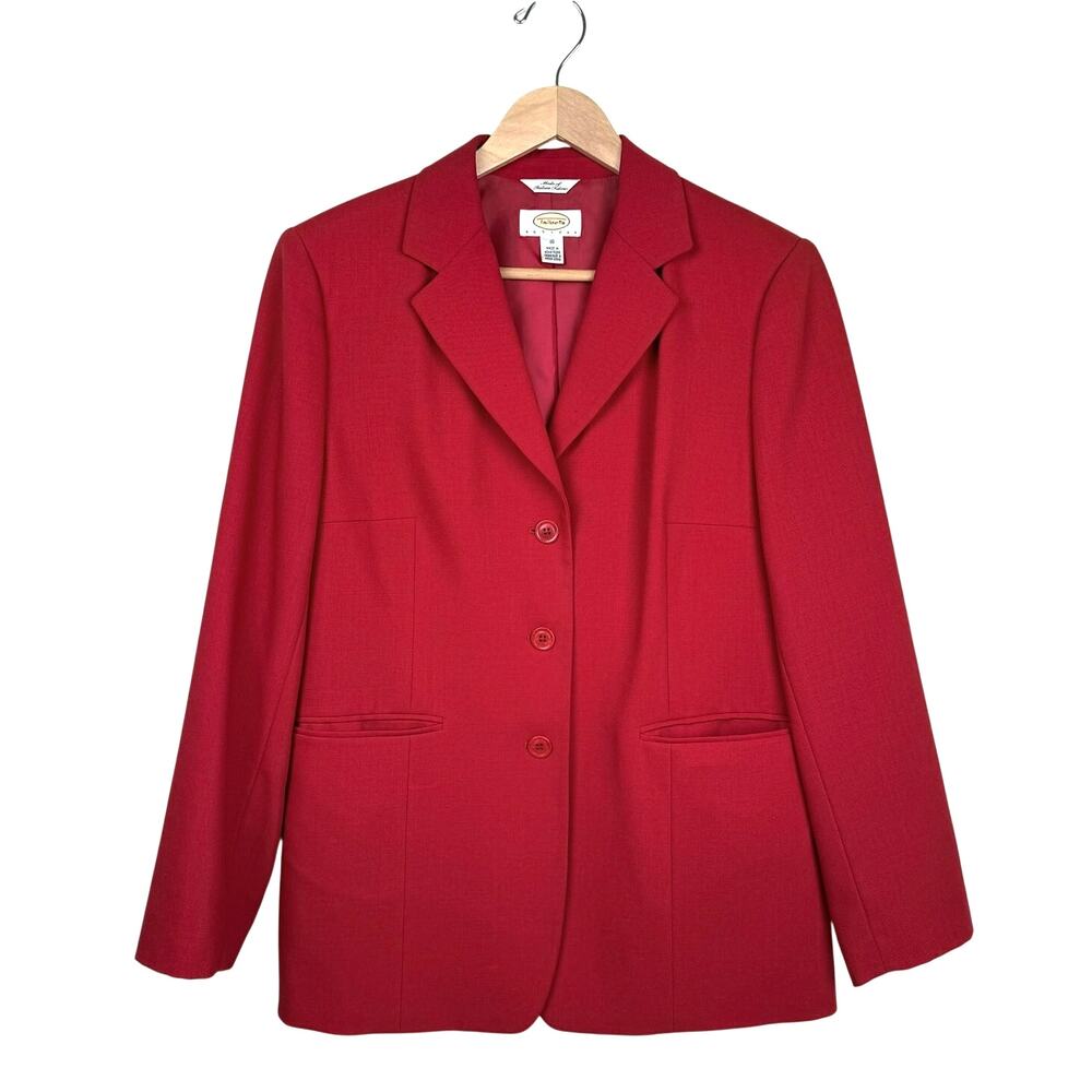Vintage Talbots Petites Italian Wool Blazer Red 10P Tailored Preppy Minimal